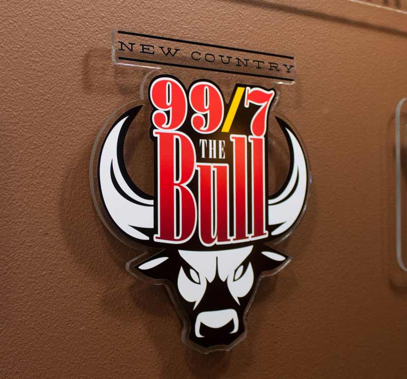 99/7 The Bull Logo Lobby Signage